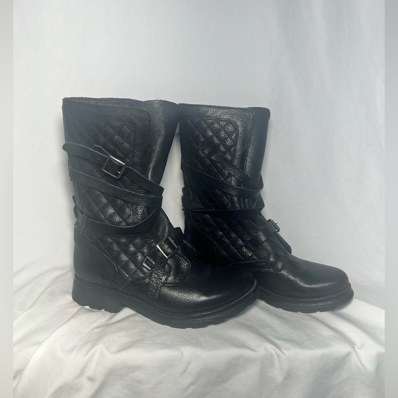 Steve Madden quilted Bounti Combat Leather Boot | 9 - Picture 2 of 11